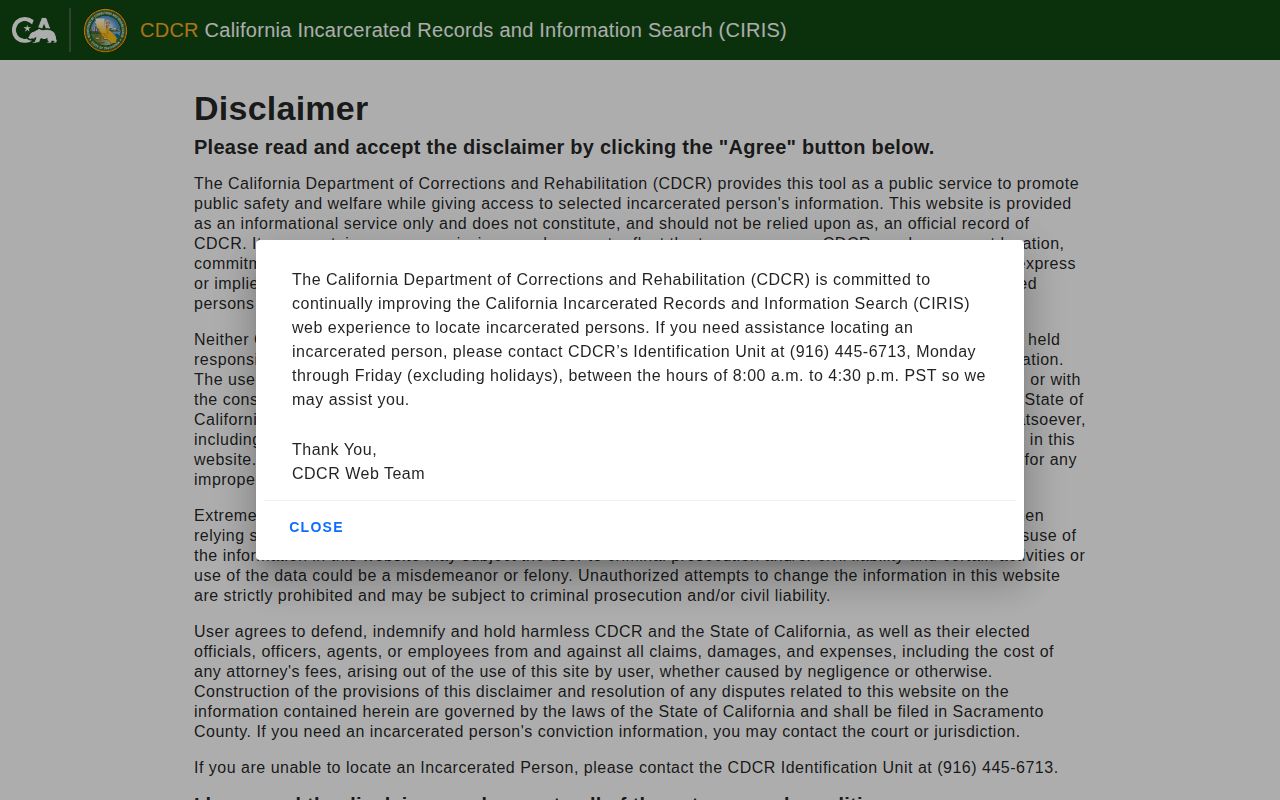 CDCR offender search for San Luis Obispo County state prison records