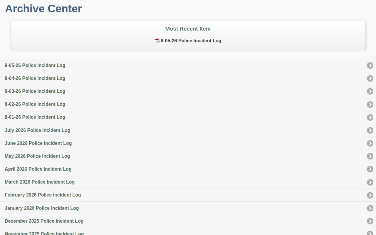 Paso Robles Police Department daily incident log archive for arrest records